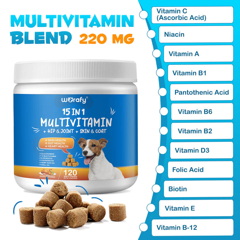 15-In-1 Multivitamin for Dogs - Hip & Joint, Skin & Coat