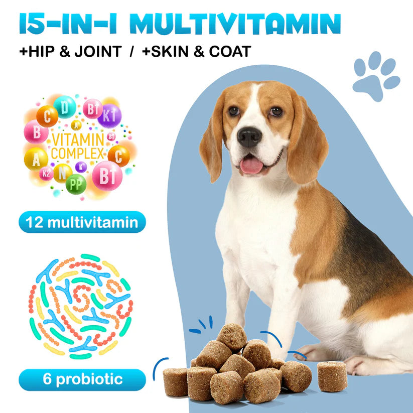 15-In-1 Multivitamin for Dogs - Hip & Joint, Skin & Coat