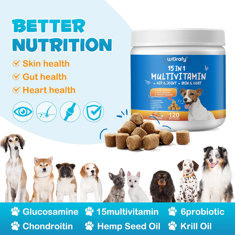 15-In-1 Multivitamin for Dogs - Hip & Joint, Skin & Coat